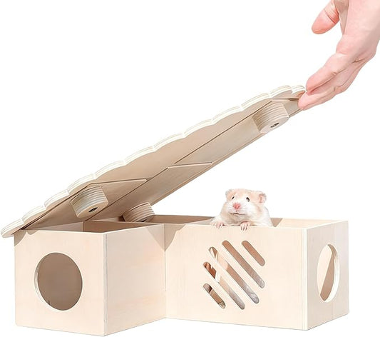 Mini&moe Hamster Hideout - Multi-Chamber Hamster Houses Maze with Platform Rat Hideout and Tunnel Explore Toys for Dwarf Gerbils Chinchilla Mice