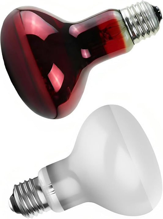 75W Reptile Heat Lamp Bulb, Day & Night Basking Spot Light Combo Pack, Uva Daylight Heating Lamp, R80 Bulb, Infrared Heat Lamps for Turtle Lizard Snake, 3.1 X 4.3 in