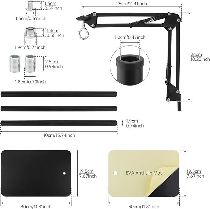 RTNLIT Reptile Lamp Stand Reptile Heat Light Stand (15.7inch to 65.9inch) with 360° Adjustable Swing Arm, Metal Bracket Floor Light Holder for Bearded Dragon Lizards Turtles Snake and Chicks