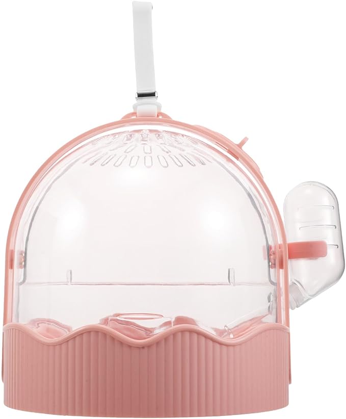 COHEALI Portable Parrot Cage with Kettle Lightweight Breathable Bird Travel Carrier for Parakeets and Conures Outdoor Transport Cage in Soft Pink