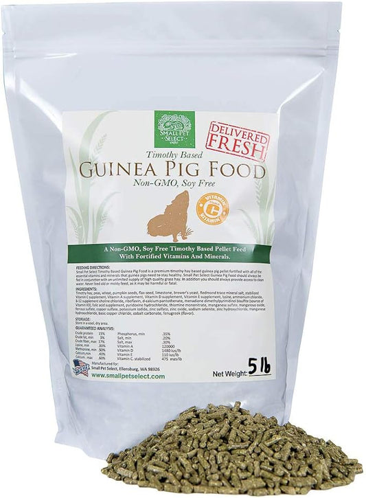 Small Pet Select-Premium Guinea Pig Pellet Food, Non-GMO, Soy Free. Local Ingredients in Pacific Northwest, 5lb, 5lbgpnongmo