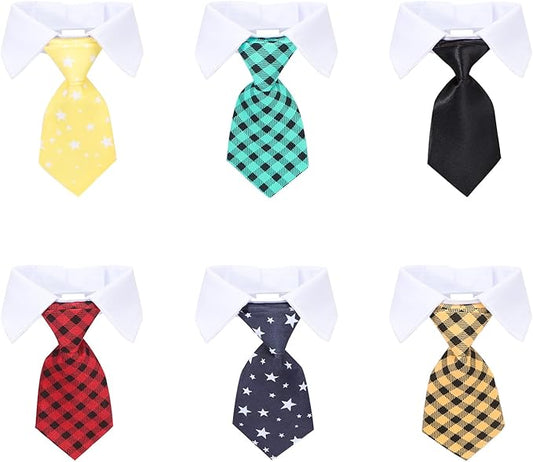 Segarty Cat Ties and Bow Ties, 6PCS Neck Tie with White Collar for Cats Dogs, Pet Valentines Christmas Graduation Wedding Gift