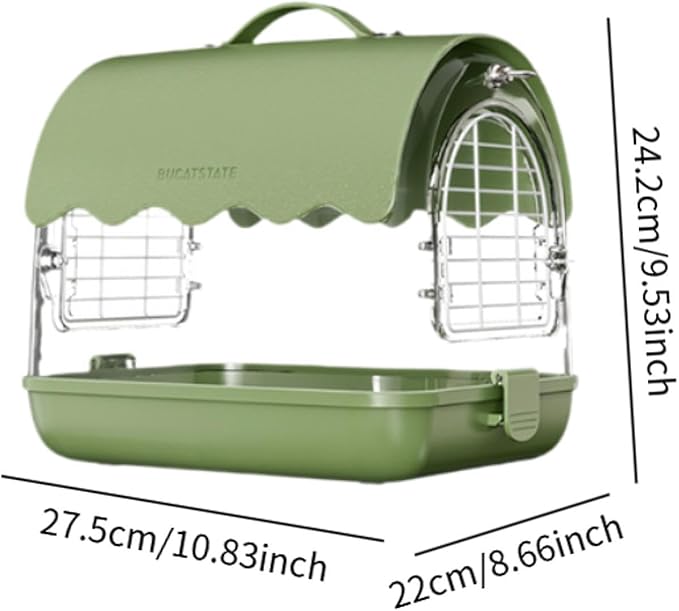 Portable Bird Transporter with Convenient Carrying Straps, PU Leather Green
