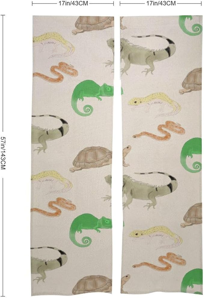 Lizard Turtle Leopard Gecko Reptile Light Blocking Door Curtain, Suitable for Bedroom Entrance