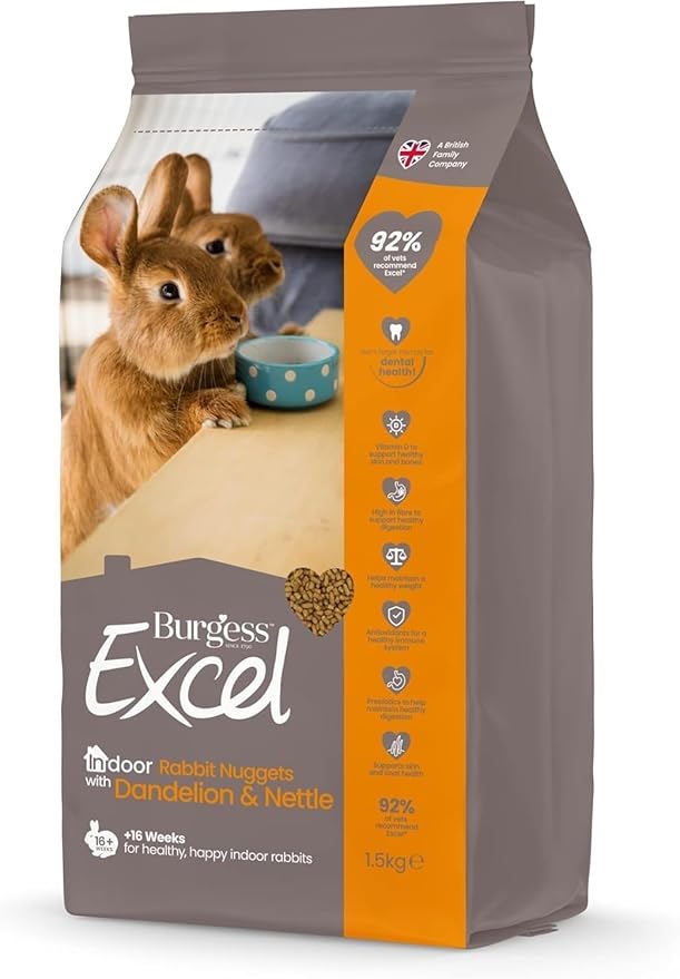ADSDIA Excel Burgess Indoor Rabbit Nuggets, 1.5 kg