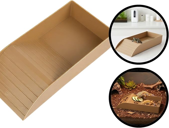Reptile Bathing Tub with Non-Slip Surface and Entry Ramp for Easy Small Animal Soaking Container