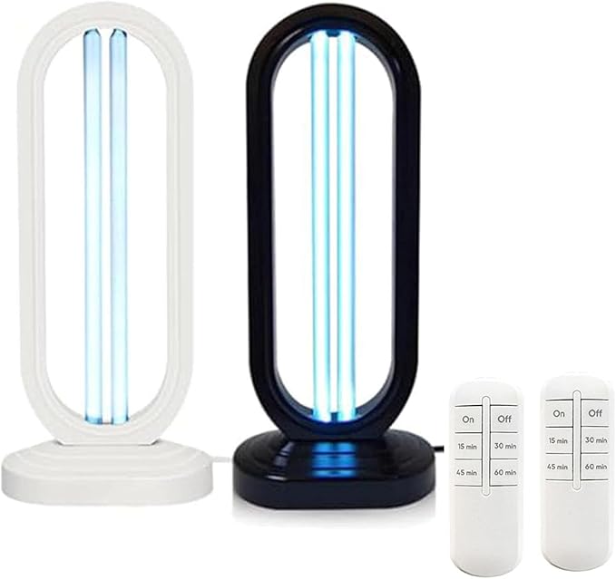 2025 New UV Light - Uv Lamp for Bedbugs, Uv Bed Bugs, UV Lamp with 4- Speed Timing and Remote Control (Black+ White)