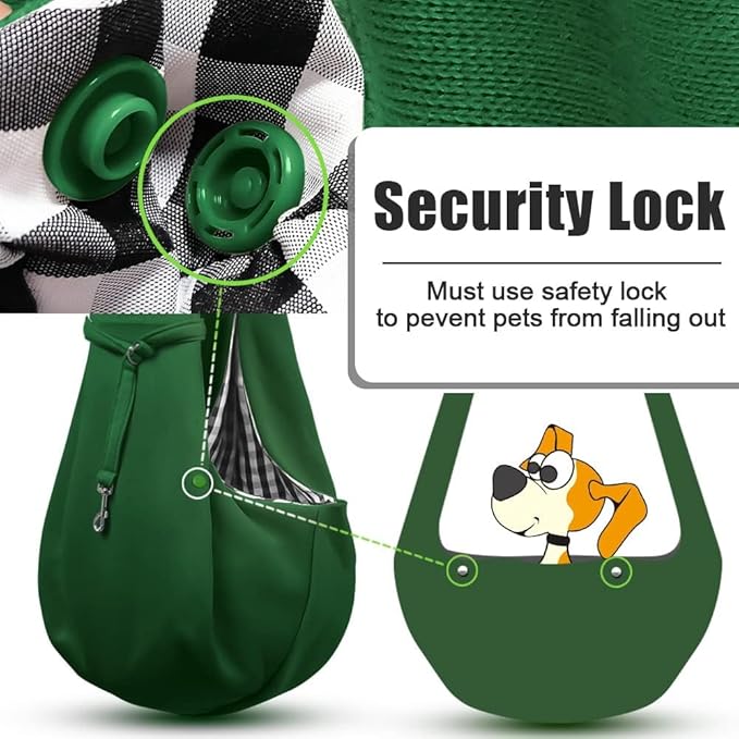 Tomkas Small Dog Sling Carrier - Zipper Pocket & Adjustable Strap & Zip Pocket - for 3-10 lbs Pets (Emerald Green, M - Zipper Pocket & Adjustable Strap)