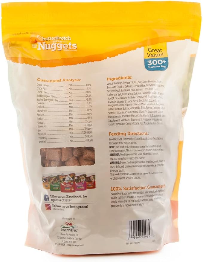 Manna Pro Bite-Size Nuggets for Horses – Horse Training Treats – Butterscotch Flavored Treats for Horses – 4 pounds (Pack of 2)