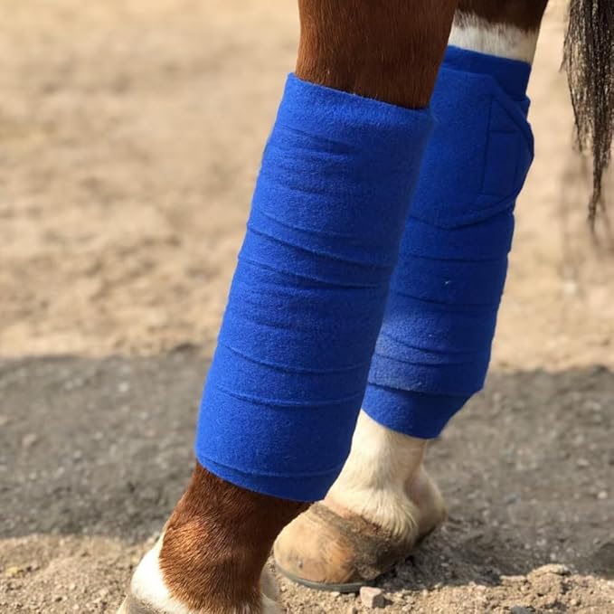 Horse Polo Wraps 2.5m Soft Fleece Polo Wraps Equestrian Leg Bandage Wrap Set of 4 Packs (Blue - 2.5m)