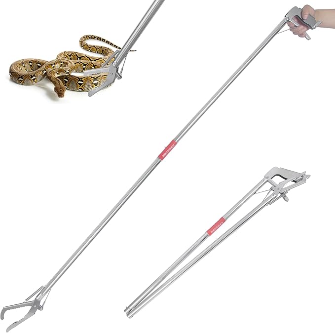 60" Snake Grabber Tool,Collapsible Snake Catcher Grabber,Snake Tongs,Snake Handling Tools,Snake Grabbers for Rattlesnakes,Multi-Functional Hook, Tongs, Pole