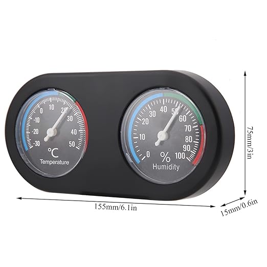 Reptile Thermometer Hygrometer | 2 in 1 Analog Gauge for Tank/Terrarium/Incubator | Mini Round Monitor, No Battery Needed