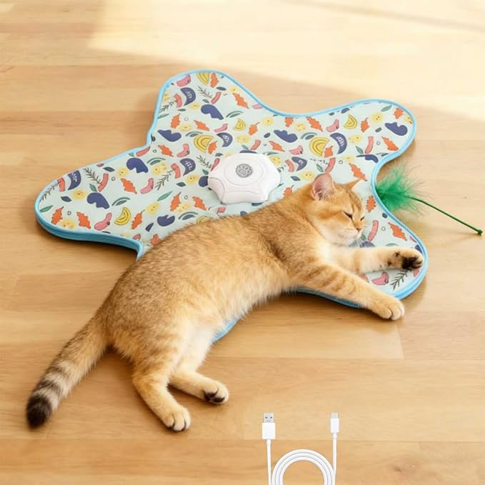 Rechargeable Automatic Cat Toy, 3-Mode Touch-Activated Interactive Toy with Random Motion, Concealed Feather & Squeaky Sound for Indoor Cats & Kittens (Yellow) by Unknown