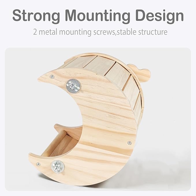 Chinchilla Hideout Wooden Hides for Guinea Pigs, Small Animal Nature Wood House Chinchilla Cage Accessories for Hamster, Squirrel, Sugar Gliders etc (Moon Shape)