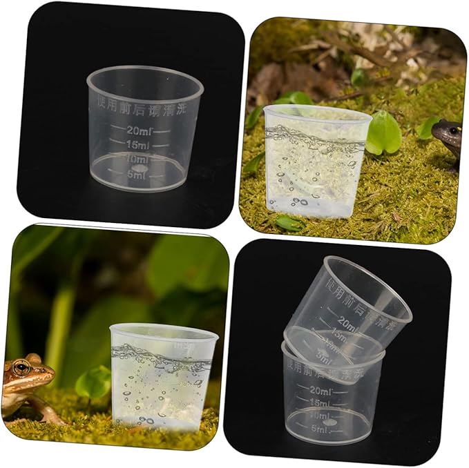Totority 30Pcs 20ml Reptile Feeding Cups Set Washable Scale Measuring Cups for Lizards Snakes and Tortoises Sturdy Food and Water Bowls for Reptile Care