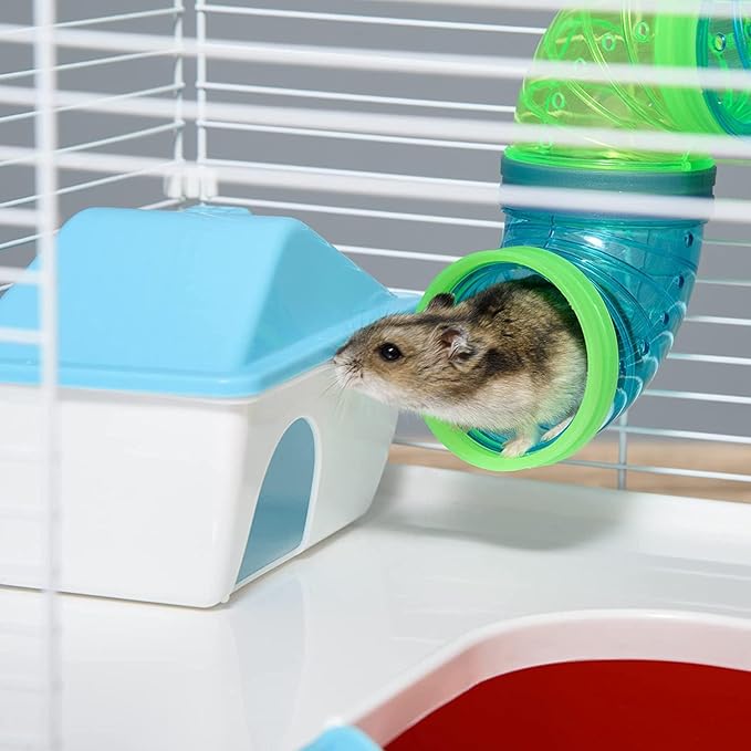 Extra Large 28" Multi-Levels Deluxe Dwarf Hamster Mansion Mouse Habitat Gerbil House for Rodent Mice Rat with Crossover Tube Tunnel Expandable and Customizable