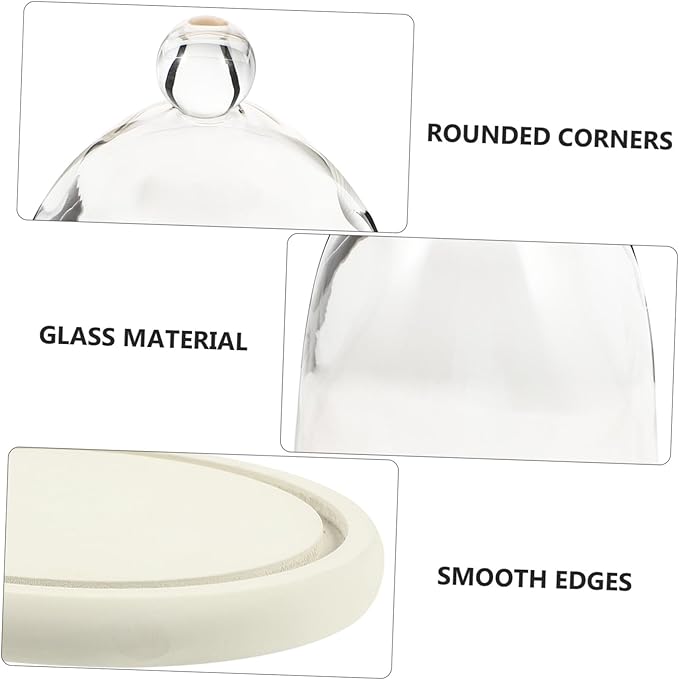 PRETYZOOM Preserved Flower Glass Cover Sealed Terrarium Small Dome Decor Car Interior Adornment