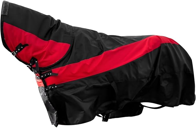 Horse Turnout Blanket,1600D Waterproof Medium Weight Winter Blanket for Horse,(220g Filling) with Detachable Neck Cover, Horse Blanket for Real Horses