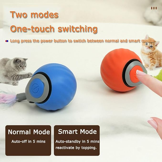 Interactive Cat Toy Ball,Speedy Tail2.0 Cat Toy,Automatic Interactive Cat Toys for Indoor Cats with 2 Tails,2Speeds Rechargeable Cat Enrichment Toys for Small/Medium/Large Cats to Keep Them Busy(Blue) - Image 3