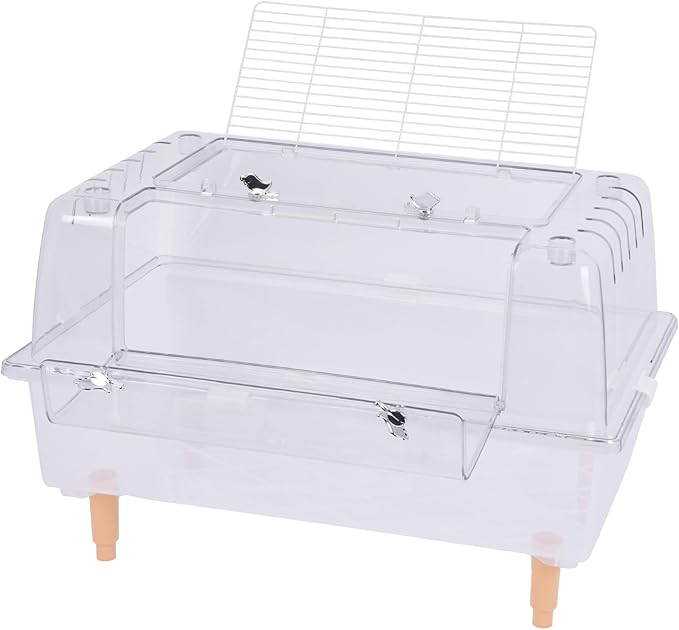 Doppy Hamster Cage Transparent Guinea Pig Rat Cages Small Animals Habitat with Breathable Top and Openable Door Chew Proof Plastic Pet Containers House