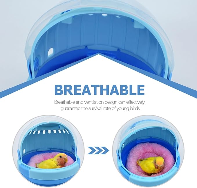 Portable Parrot Travel Carrier Cage with Blue Plush Nest Handheld Birds Cage for Small Budgerigars and Young Parrots