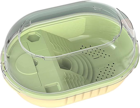 Turtle Tank Aquarium, Reptile Habitats Indoor Accessories, Pet Turtle Hermit Terrapin Reptile Tank Turtle Habitat with Lid, S