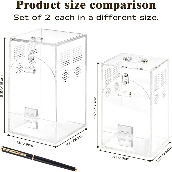 Jumping Spider Enclosure, Acrylic Insect Terrarium, Praying Mantis Habitat, No Assembly Required, 2-Size Kit