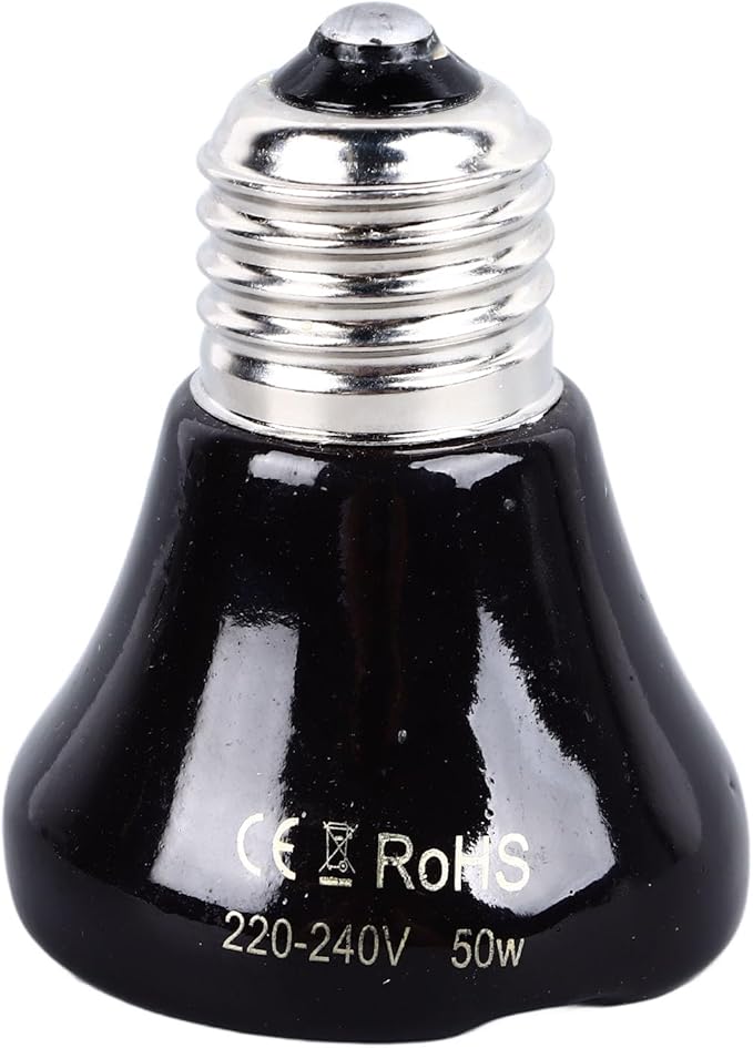 Ceramic Heat Emitter, Reptile Heat Bulbs, No Light Emitting Heat Bulbs, for Amphibian Terrarium, Bearded Dragon Lizard Snake Turtle, Brooder Coop Incubating Chicken (50w)