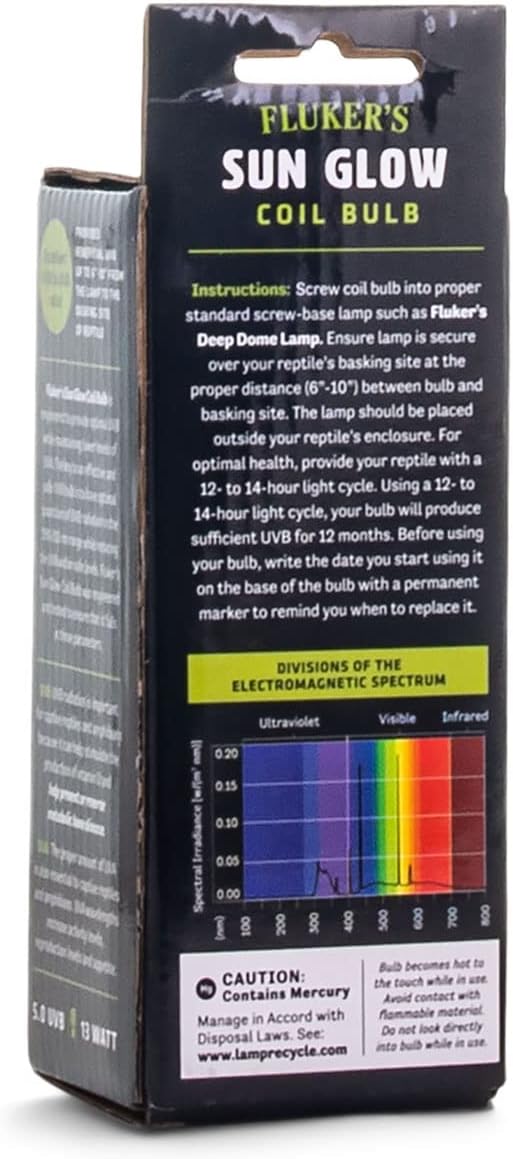 Fluker’s Sun Glow 5.0 UVB Fluorescent Coil Bulb for Tropical Reptiles, Reptile Heat Light Stimulates Natural Synthesis of Vitamin D in Captive Reptiles, 26 Watt