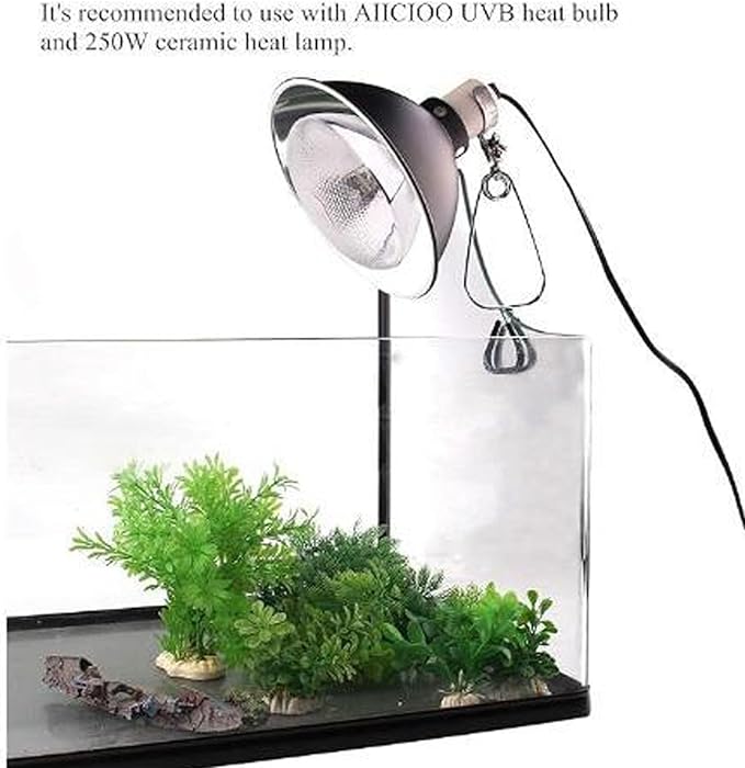 ZJchao Reptile Heat Lamp Accessories 300w Stainless Steel Pet Heat Lamp UVB UVA for Snake Lizard Turtles (US Plug 110v)