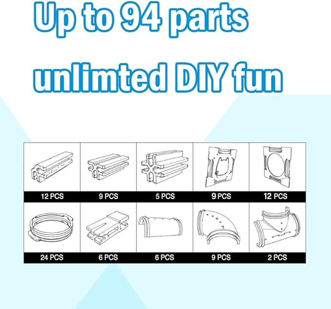 94 Pcs DIY Hamster Tunnel and Playground Module, Tube House Platform Excercise for Mouse Hamster and Other Small Animals
