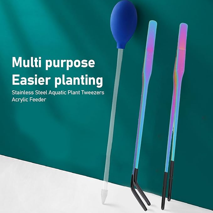 YUYTE Reptile Feeding Tongs with Rubber Tip, Reptile Feeder Tool Kit Stainless Steel Feeding Tweezers for Plants Pet Care and Gardening, Tank Accessories Aquariums Supplies