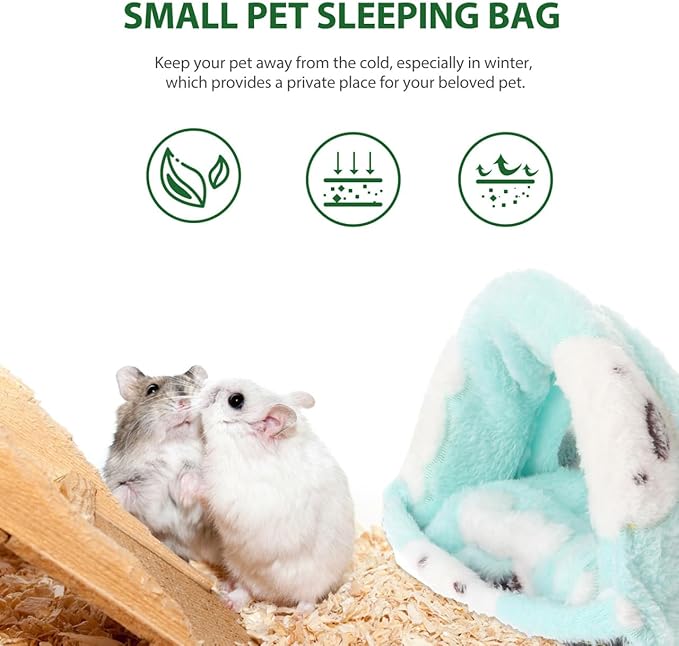 Hemobllo Soft Guinea Pig House & Sleeping Bag, Detachable Washable Hamster Hideout - Warm Small Pet Bed for Hedgehog, Chinchilla & Rats - Cozy Guinea Pig Cage Accessories & Bedding, Forest Green