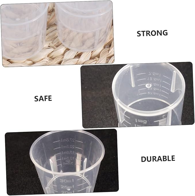 COLLBATH 100Pcs Reptile Measuring Cups Durable Feeding Dishes with Scale for Accurate Food Water Portions for Lizards Snakes and Pets