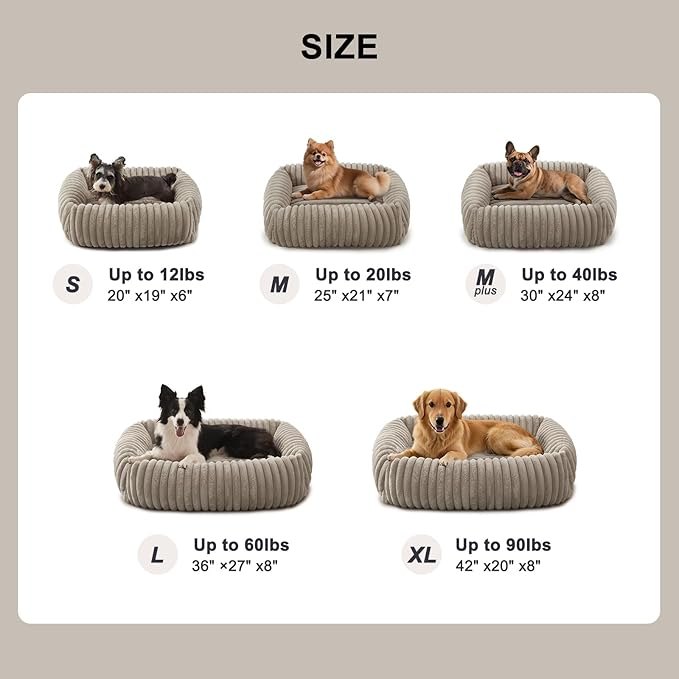 FURTIME Dog Bed for Small Dogs, Washable Orthopedic Dog Bed with Removable Cover, Rectangle Soft Calming Sleeping Puppy Bed Durable Pet Cuddler with Anti-Slip Bottom