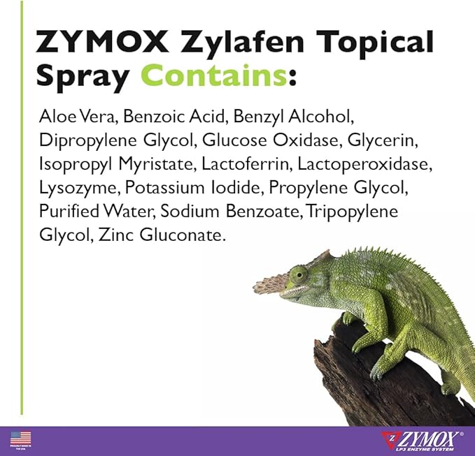 Zymox Zylafen Topical Spray for Reptiles, 2 oz. – Supports Healthy, Complete Shedding for Lizards, Snakes, Turtles & Frogs – Soothes Irritated Skin: Abrasions, Wounds, & Abnormal Shedding