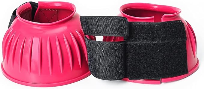 HILASON Western Horse Rubber PVC Ribbed Double Hook and Loop Bell Boots Training Protective Shock Absorbing Leg