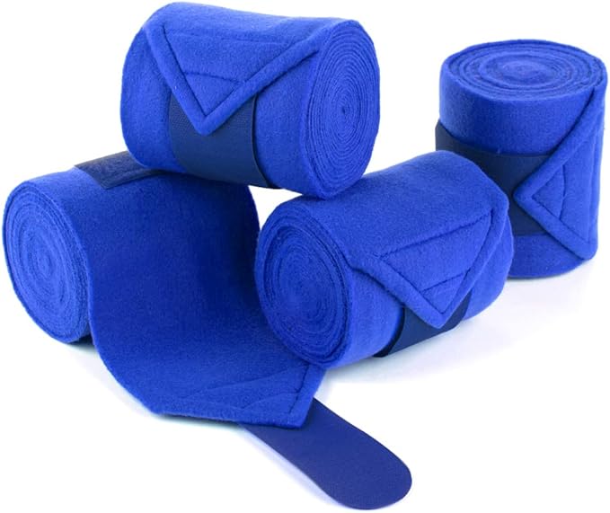 Horse Polo Wraps 2.5m Soft Fleece Polo Wraps Equestrian Leg Bandage Wrap Set of 4 Packs (Blue - 2.5m)