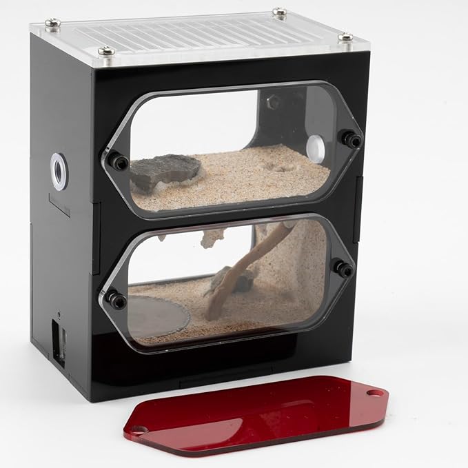 Acrylic Ant Farm Nest – Vertical Observation Formicarium with Red Cover and Simulated Tunnel Structure, Stackable Modular Ant Habitat