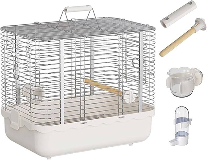 Bird Carrier Travel Cage Parakeet, Portable Outdoor Bird Cage Indoor Bird Aviary for Parrots, Canaries, Lovebirds, Quakers(Large(White))