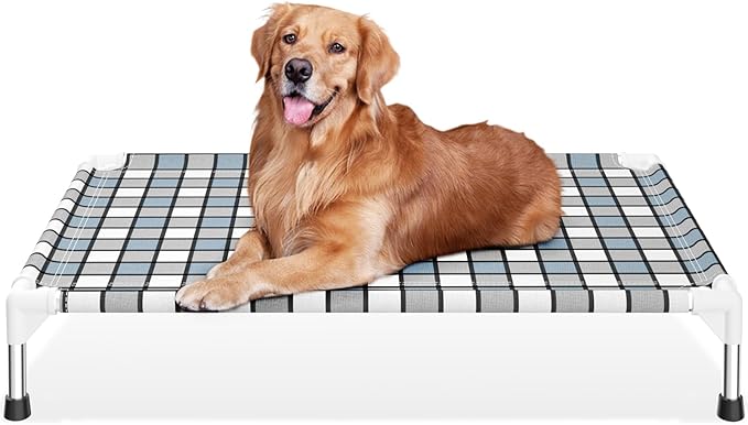 Caghash Elevated Outdoor Raised Dog Bed Outdoor Dogs Bed Lifted Pet Hammock Bed Dog Cot for Large Pet Taste Life, Start with A Pet Bed 39'' x 27'' x 6.5''