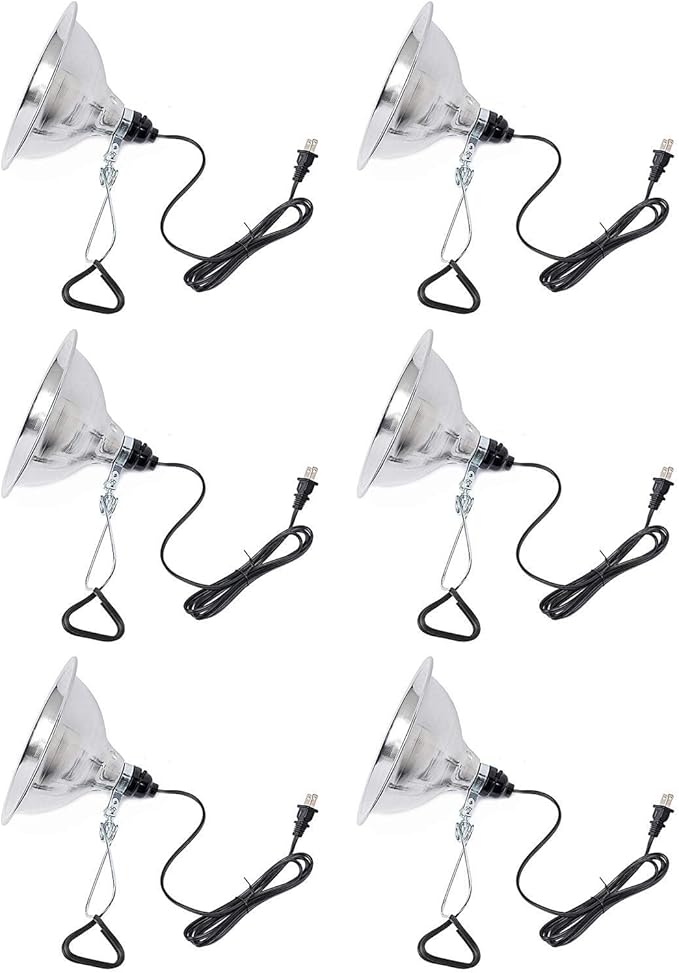 Simple Deluxe Adjustable Clamp Lamp Light Socket with 8.5 Inch Aluminum Reflector, Suit for Max 150 Watt Lamp (No Bulb Included), 6ft 18/2 SPT Cord, 6-Pack