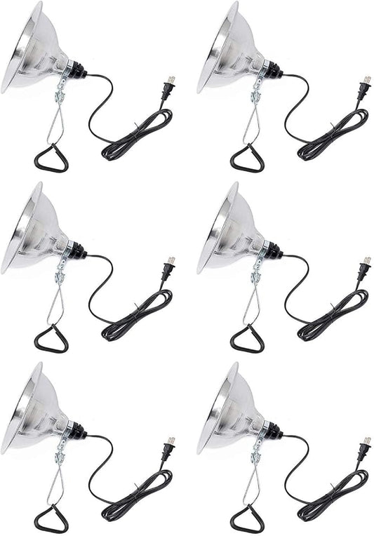 Simple Deluxe Adjustable Clamp Lamp Light Socket with 8.5 Inch Aluminum Reflector, Suit for Max 150 Watt Lamp (No Bulb Included), 6ft 18/2 SPT Cord, 6-Pack
