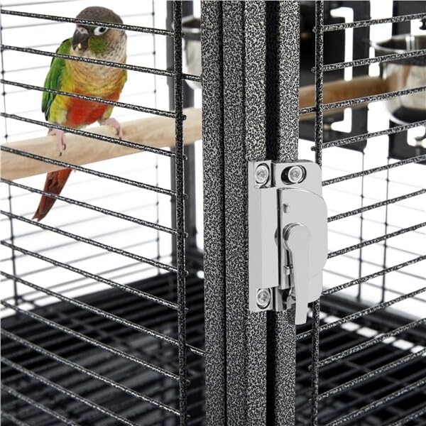 26inch Portable Wrought Iron Bird Cage Travel Bird Carrier Parrot Cage with Wooden Handle