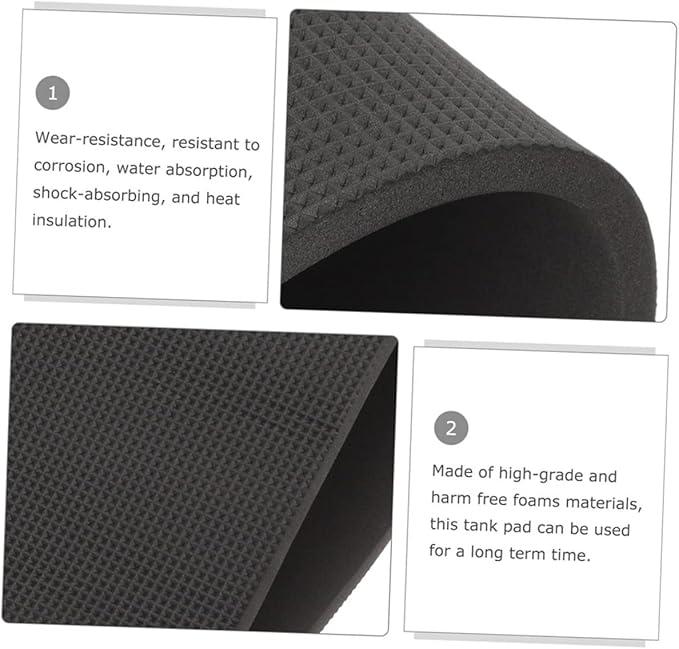 Yardwe Shockproof Aquarium Mat Thick Non- Pad for Fish Tanks Water Absorption and Heat Preservation Black for Fish Tank Bases and Reptile Terrariums