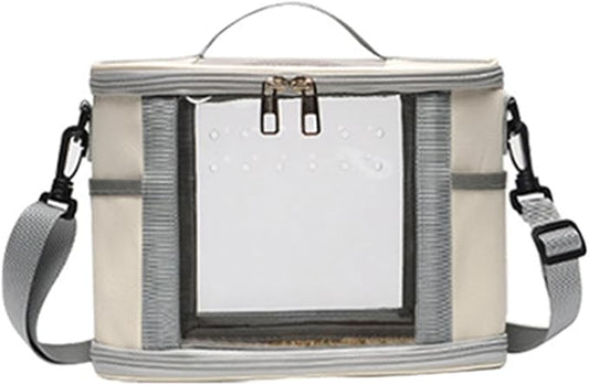 Bird Carrier Bag Bird Travel Cage Small Animal Carrier Guinea Pig Carrier for Budgies, Sugar, Glider Small Pets Lovebirds, Beige L