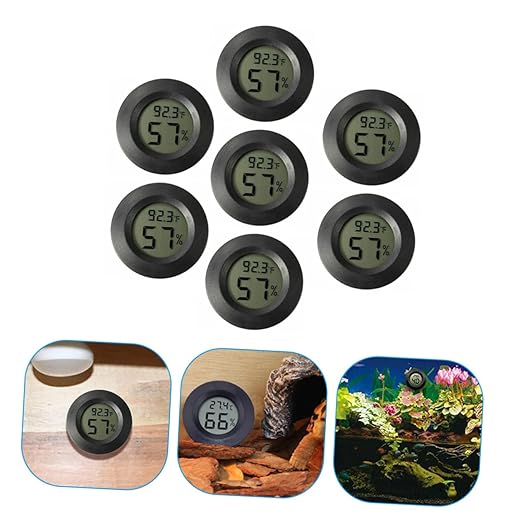 Totority 7pcs Mini Digital Thermohygrometer Reptile Tank Humidor Indoor/Outdoor Temperature Humidity Gauge