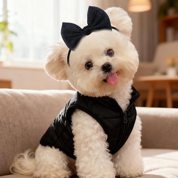 4Pcs Dog Hair Bow Headband for Small Medium Dogs, Adjustable Pet Dog Hair Bow Headband for Pets Puppy Cats Grooming Accessories (Solid Color, for Puppies)