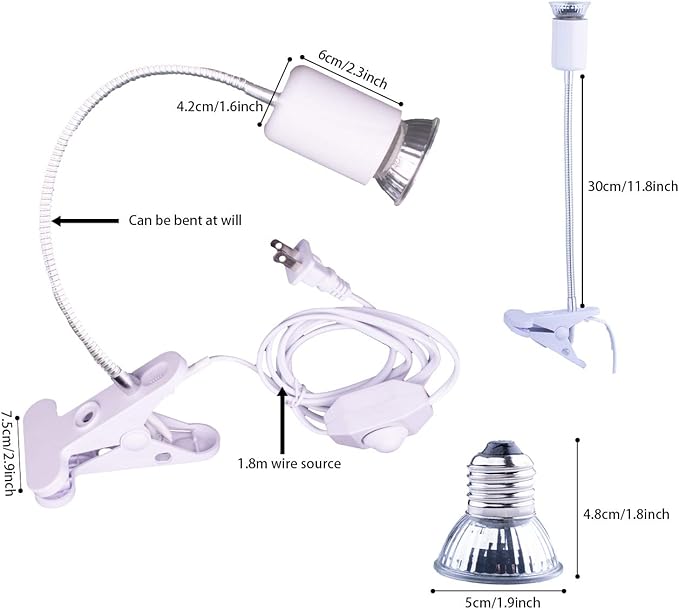 Reptile Heat Lamp UVA UVB Light Bulb, 360° Rotatable Basking Spot Light Simulated Sunlight, Dimmable Heating Lamp for Turtle, Lizard, Snake, Beared Dragon, Amphibians