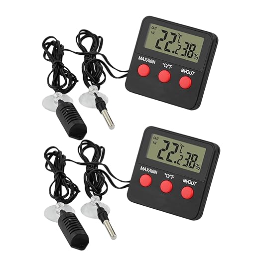 SUPVOX 2sets Digital Thermometer and Hygrometer for Reptile Tanks Electronic Humidity and Temperature Monitor with Display Accurate Measurement for Snake and Pet Enclosures No Batteries